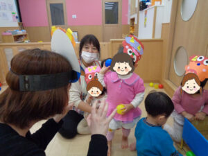 夢いっぱい保育園の園児と節分